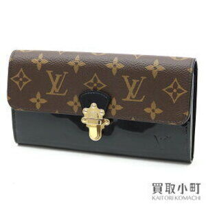 Louis Vuitton Portefeuille Wallet Cherrywood Vernis Calf Noir Black Long